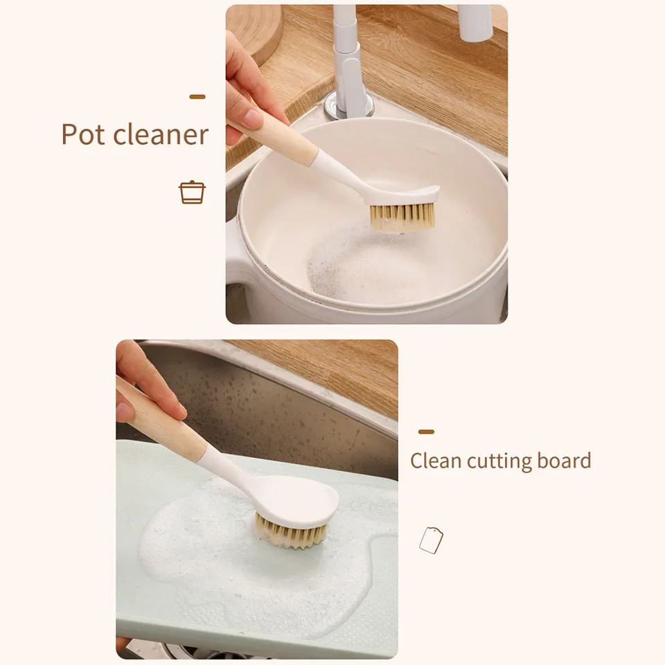 Dish Brush Bamboo - فرشاة تنظيف أطباق المطبخ بمقبض من