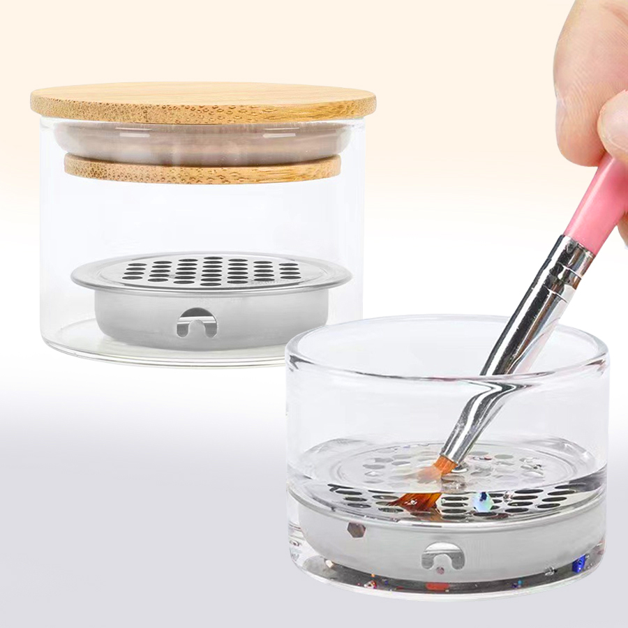 Dish Brush Bamboo - كوب غسيل فرش الأظافر، منظف فرش