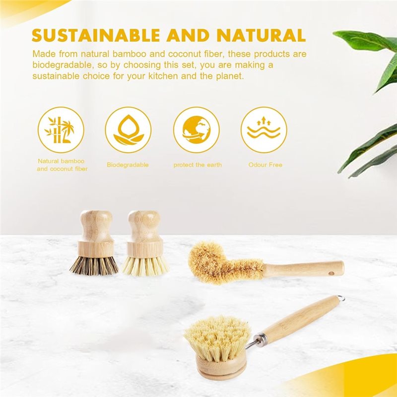 مجموعة فرش تنظيف الأطباق من ال - مراجعة Dish Brush Bamboo وسعره